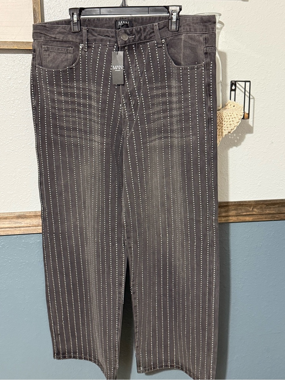 Boohoo rhinestone Pinstripe Men’s Jeans